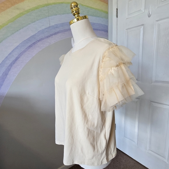 TCEC | Large | Ivory Tulle Ruffle Sleeve Top - Picture 2 of 9